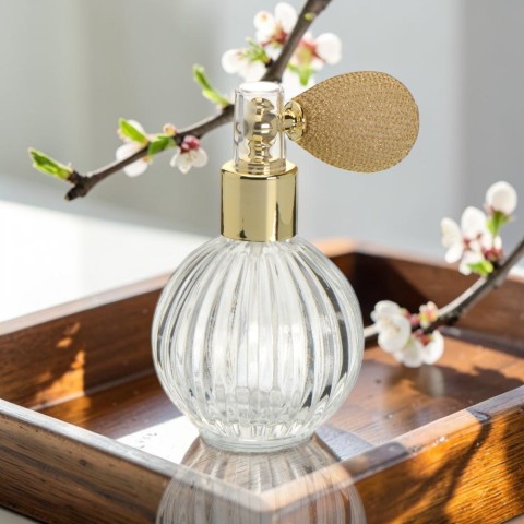 PROFUMATORE AMPOLLA RIGATA ORO VETRO 100ML.